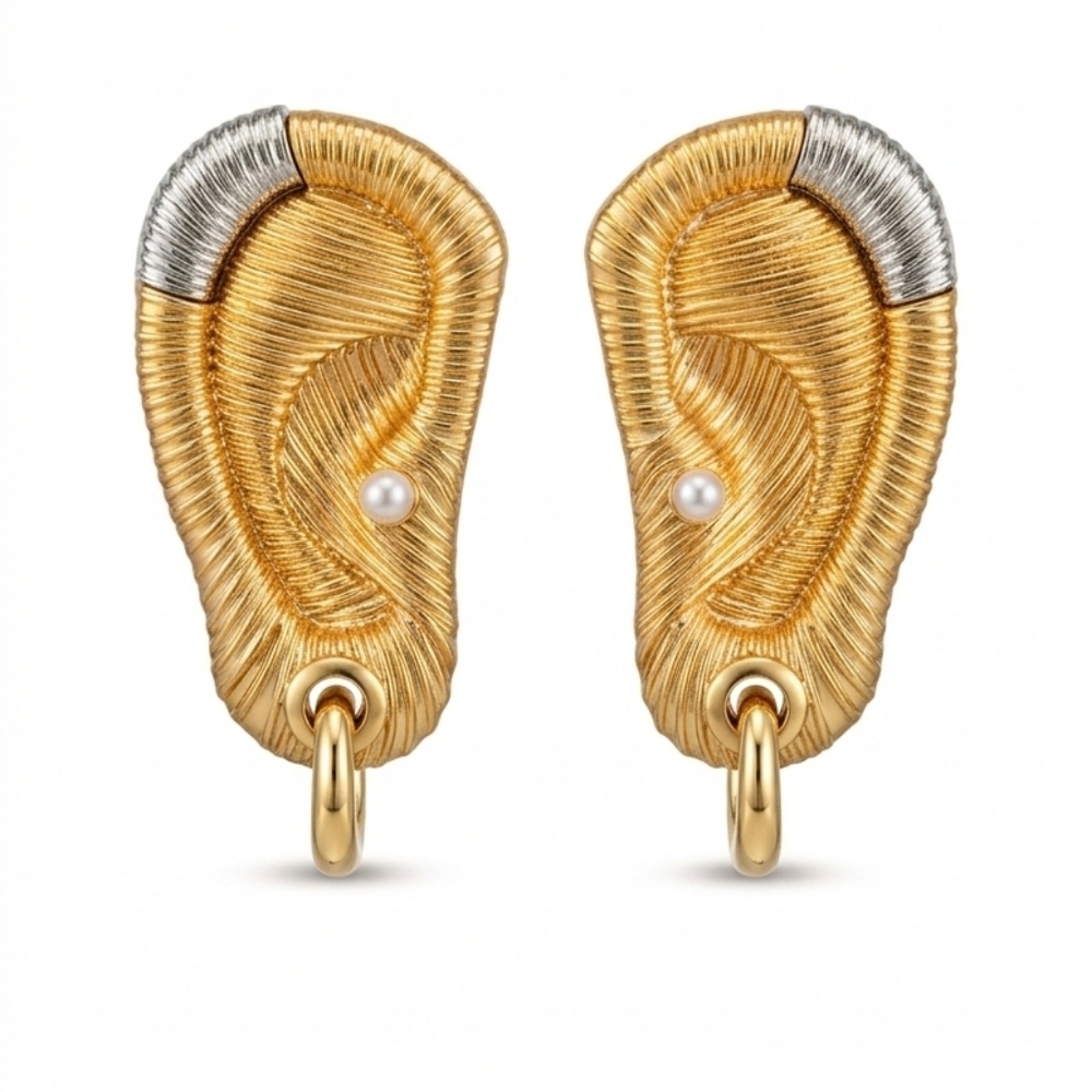 🆕️ Schiaparelli Gold and Silver Women's Earrings Authentic Signed NWOT